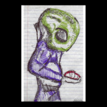 Observation green alien posters