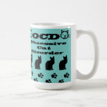 Obsessive Cat Disorder Mug~Blue/Black mugs