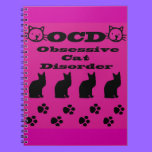 Obsessive Cat Disorder Notebook~Purple & Black notebooks