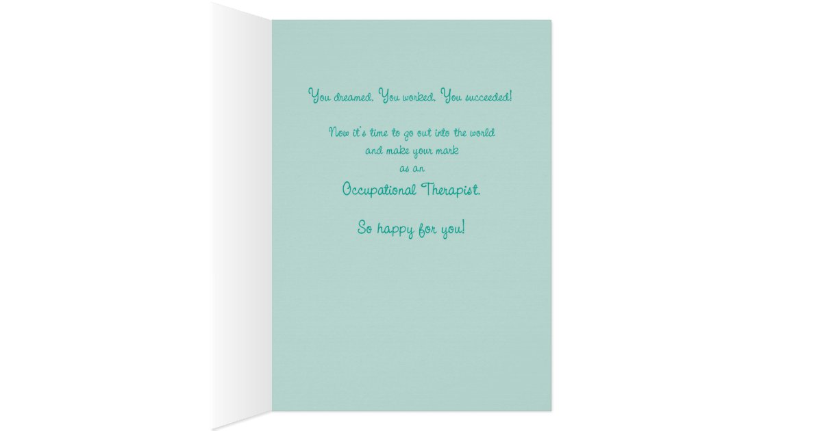 Occupational Therapy Graduation Congratulations, O Card | Zazzle