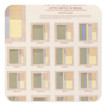 Occupations, School Attendance, US Lithograph Square Stickers