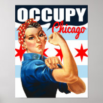 Occupy Chicago Flag Rosie the Riveter Poster