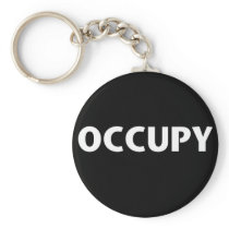 Occupy (White on Black) Keychain