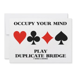 Occupy Your Mind Play Duplicate Bridge Card Suits zazzle_invitation