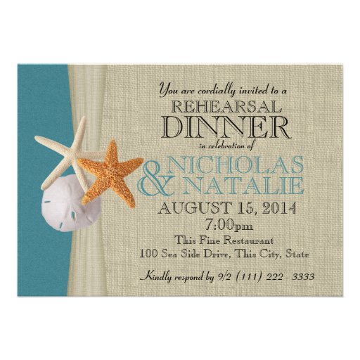 Ocean and Burlap Look Rehearsal Dinner Personalized Invite