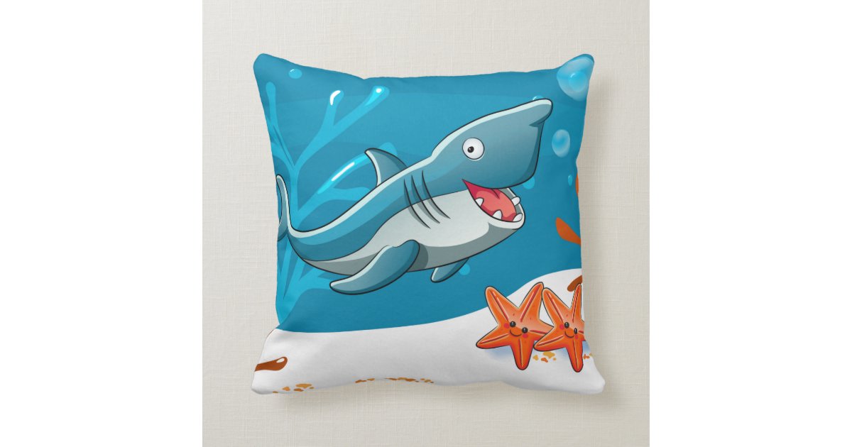 Ocean Aquatic Cute Shark Starfish Pillow Zazzle