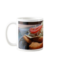 Ocean Bays Food Fried Clamari Fish Rice Plate mugs