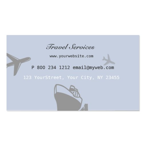 Ocean Beach Plane Travel Agent Business Cards (back side)