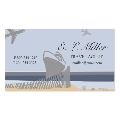 Ocean Beach Plane Travel Agent Business Cards (front side)