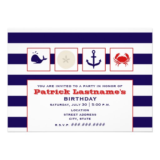 Ocean / Beach / Sailing Birthday Party Invite