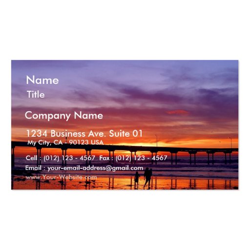 Ocean Beach Sunset Business Card Templates (front side)