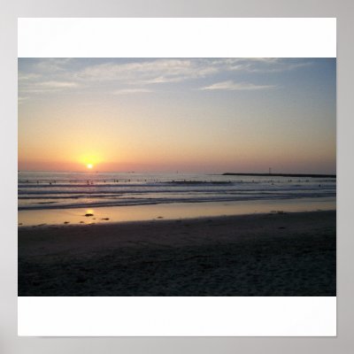 beach sunset. Ocean Beach Sunset Poster by