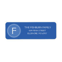Ocean Blue Muted Monogram Custom Monogrammed Return Address Labels