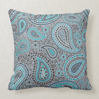 Ocean Blue paisley Pillow