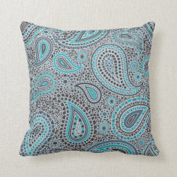 Ocean Blue paisley Pillow