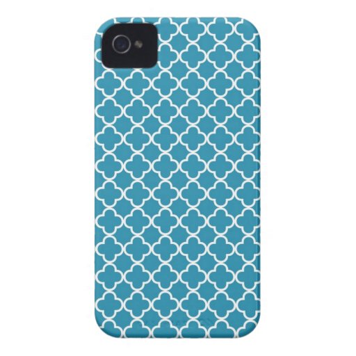Ocean Blue Quatrefoil Pattern iPhone 4 Cases