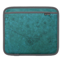 Ocean Blue Retro Flowers and Butterflies Abstract iPad Sleeves