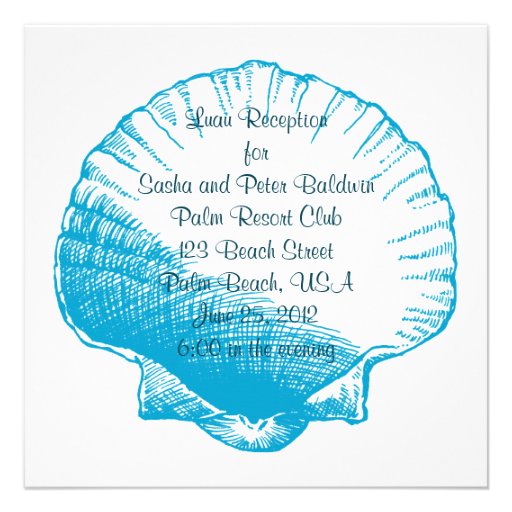Ocean Blue Sea Shell Luau Reception Invitation