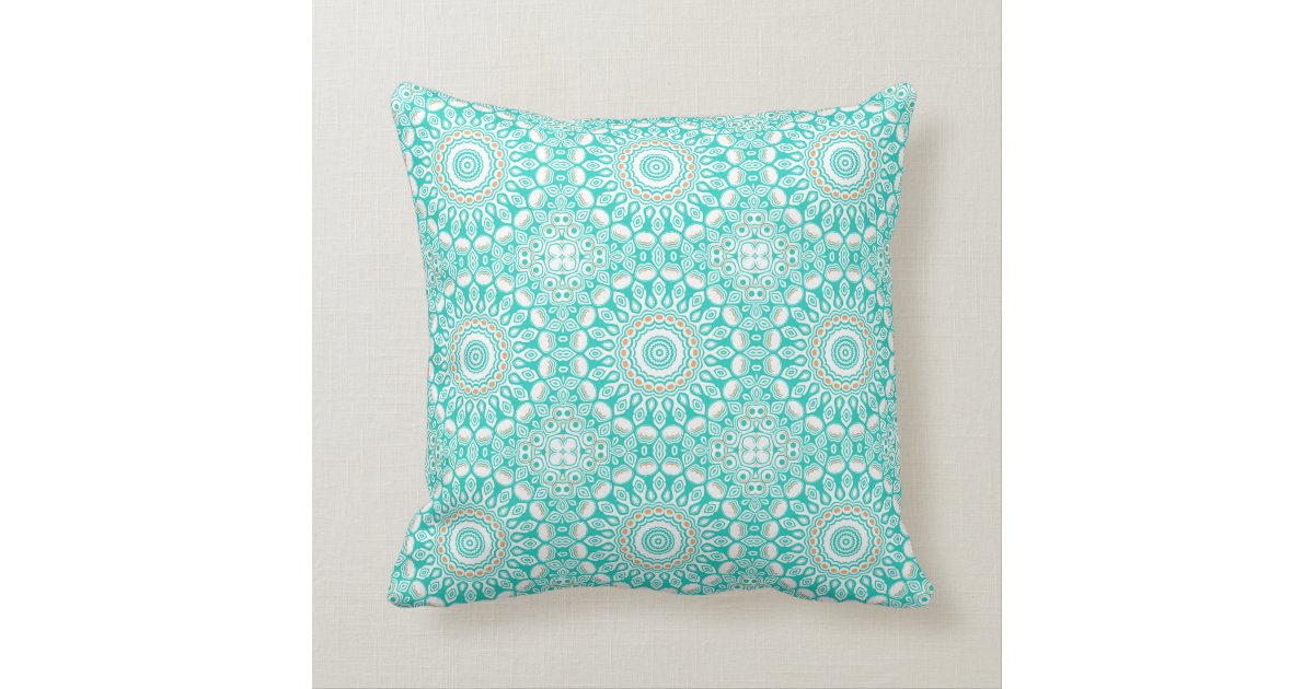 Ocean Blue Turquoise Medallion Throw Pillow Zazzle