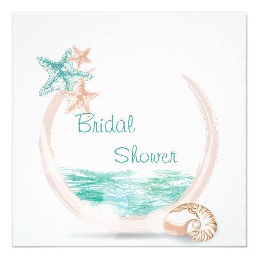 Ocean Breeze Beach Wedding Bridal Shower Custom Announcement