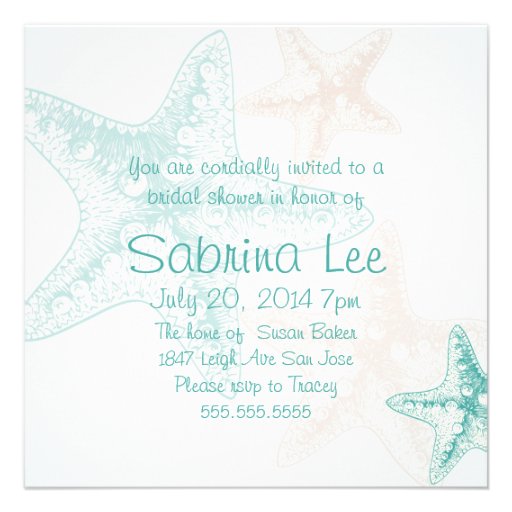 Ocean Breeze Beach Wedding Bridal Shower Custom Announcement