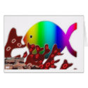 Ocean Christian Fish Symbol - Single fish card