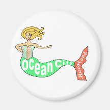 Ocean City, Maryland Mermaid Round Magnet