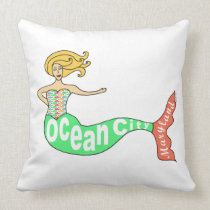 Ocean City, Maryland Mermaid Throw Pillow