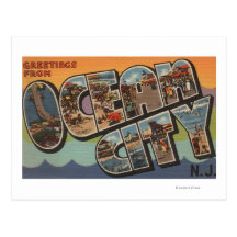 Ocean City, New Jersey - Large Letter Scenes Postcards