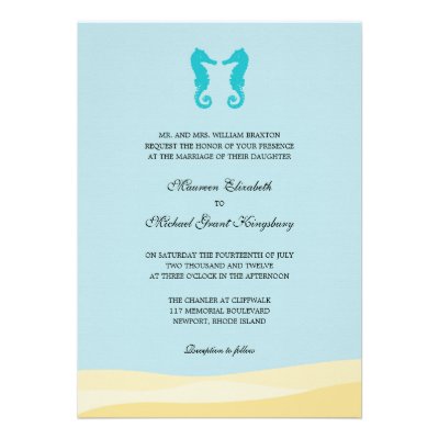 Ocean Double Seahorse Wedding Invitations