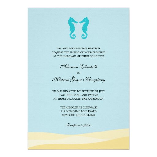 Ocean Double Seahorse Wedding Invitations