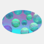 Ocean Dreams - Aqua and Violet Ocean Fantasy Oval Stickers