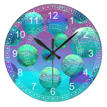 Ocean Dreams - Aqua & Violet Ocean Abstract Clock wall clocks