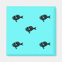 Ocean Glow_Black-on-Aqua Blue Grouper Fridge Magnets