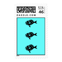 Ocean Glow_Black-on-Aqua Blue Grouper postage postage