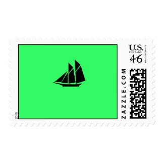 Ocean Glow_Black-on-Green Clipper postage stamp