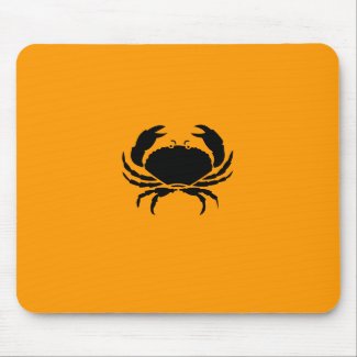 Ocean Glow_Black-on-Orange Crab mousepad