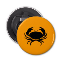 Ocean Glow_Black on Orange Crab Button Bottle Opener