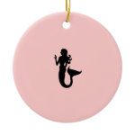 Ocean Glow_Black-on-Pink Mermaid necklace ornament