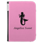 Ocean Glow_Black-on-Pink Mermaid_personalized Kindle Case