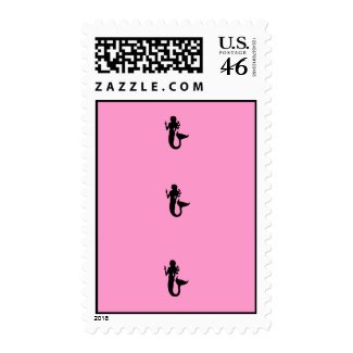 Ocean Glow_Black-on-Pink Mermaid postage stamp