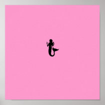 Ocean Glow_Black-on-Pink Mermaid Print