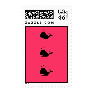 Ocean Glow_black-on-red Whale postage stamp