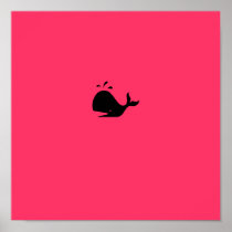 Ocean Glow_black-on-red Whale Posters