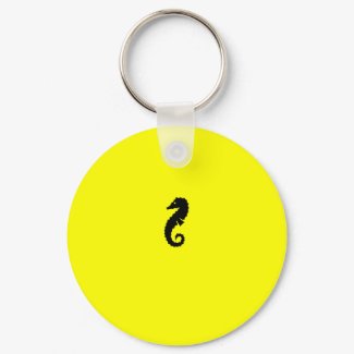 Ocean Glow_Black-on-Yellow Seahorse keychain