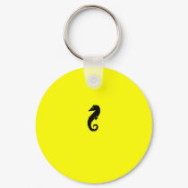 Ocean Glow_Black-on-Yellow Seahorse keychains