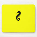 Ocean Glow_Black-on-Yellow Seahorse mousepads by FUNauticals Ocean Glow_Black-on-Yellow Seahorse mousepads