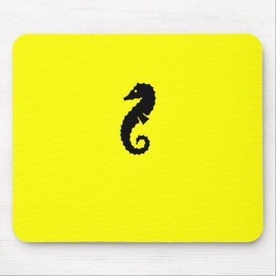 Ocean Glow_Black-on-Yellow Seahorse Mouse Mats by FUNauticals