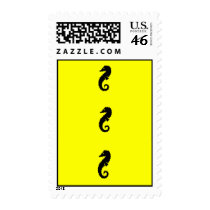 Ocean Glow_Black-on-Yellow Seahorse postage postage by FUNauticals Ocean Glow_Black-on-Yellow Seahorse postage postage