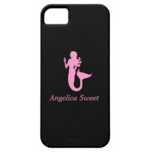 Ocean Glow_Pink-on-Black Mermaid_personalized iPhone 5 Case